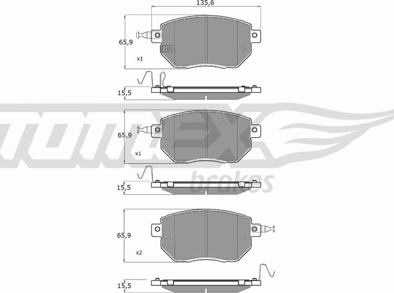 TOMEX brakes TX 19-39 - Комплект спирачно феродо, дискови спирачки vvparts.bg