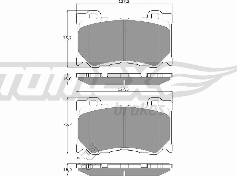 TOMEX brakes TX 19-38 - Комплект спирачно феродо, дискови спирачки vvparts.bg