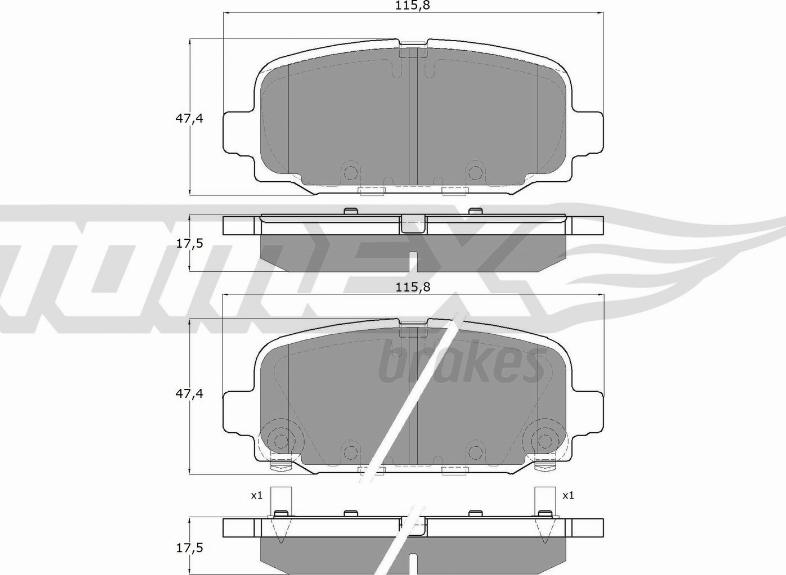 TOMEX brakes TX 19-79 - Комплект спирачно феродо, дискови спирачки vvparts.bg