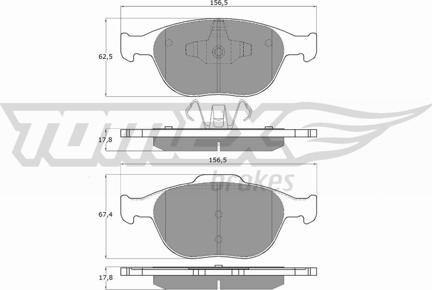 TOMEX brakes TX 14-49 - Комплект спирачно феродо, дискови спирачки vvparts.bg