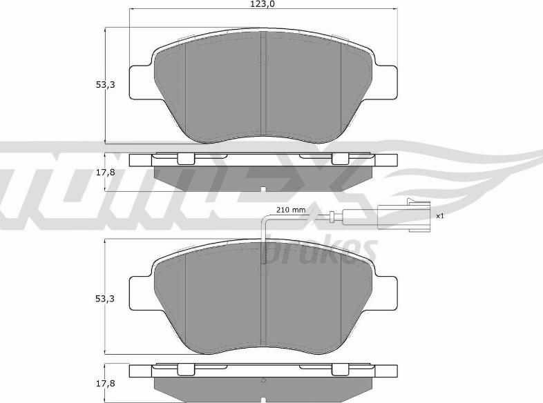 TOMEX brakes TX 14-44 - Комплект спирачно феродо, дискови спирачки vvparts.bg