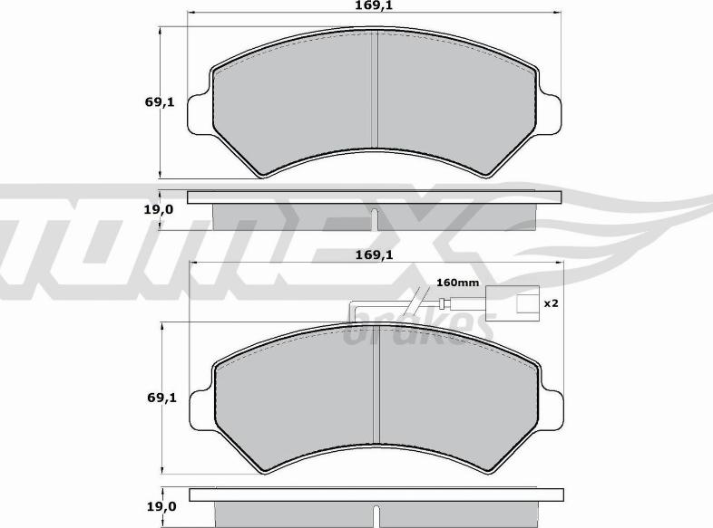 TOMEX brakes TX 14-401 - Комплект спирачно феродо, дискови спирачки vvparts.bg