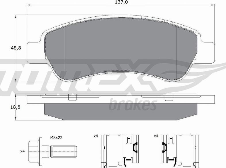 TOMEX brakes TX 14-41 - Комплект спирачно феродо, дискови спирачки vvparts.bg