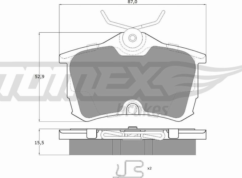 TOMEX brakes TX 14-51 - Комплект спирачно феродо, дискови спирачки vvparts.bg