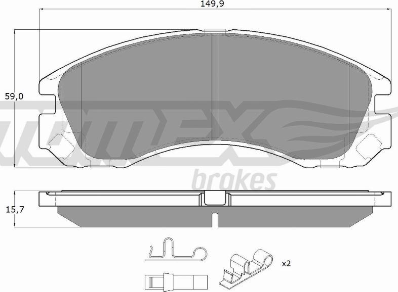 TOMEX brakes TX 14-60 - Комплект спирачно феродо, дискови спирачки vvparts.bg