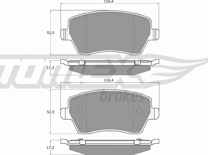 TOMEX brakes TX 14-16 - Комплект спирачно феродо, дискови спирачки vvparts.bg