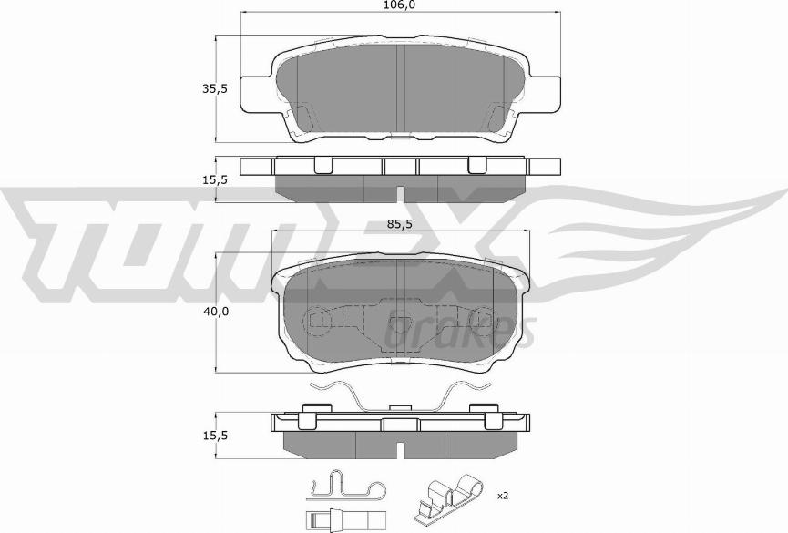 TOMEX brakes TX 14-87 - Комплект спирачно феродо, дискови спирачки vvparts.bg