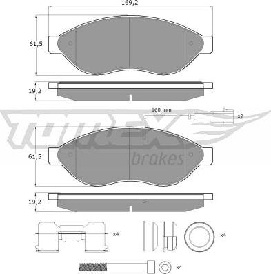 TOMEX brakes TX 14-39 - Комплект спирачно феродо, дискови спирачки vvparts.bg