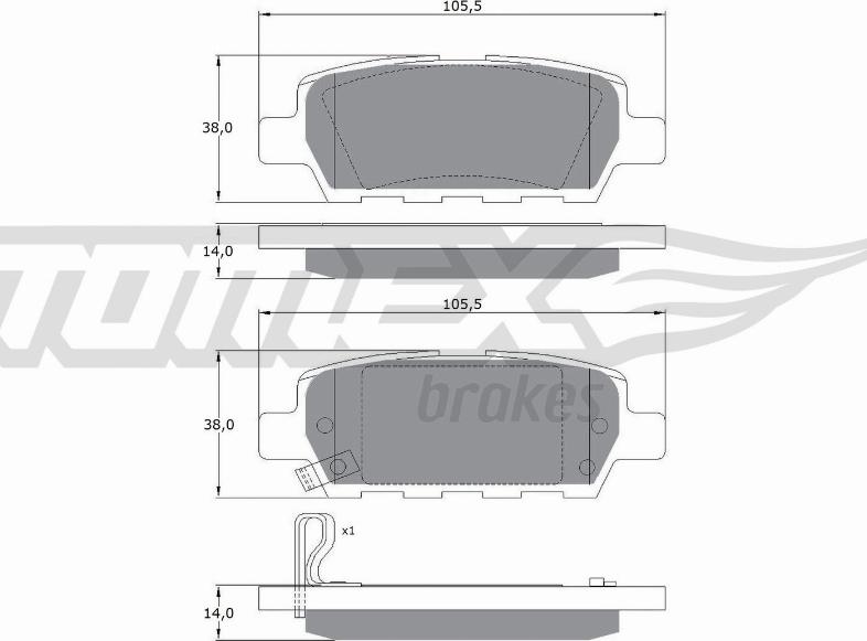 TOMEX brakes TX 14-21 - Комплект спирачно феродо, дискови спирачки vvparts.bg