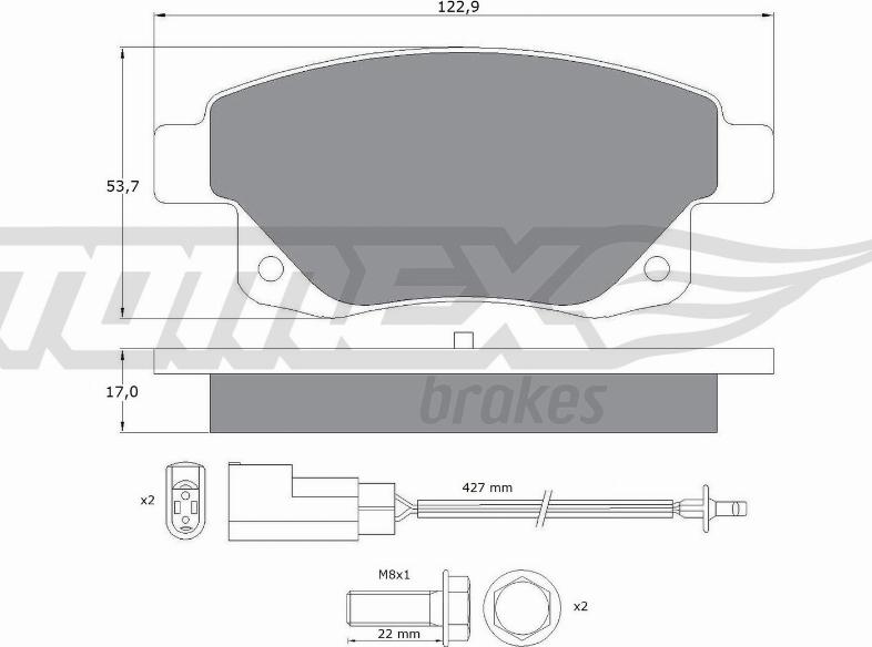 TOMEX brakes TX 14-75 - Комплект спирачно феродо, дискови спирачки vvparts.bg