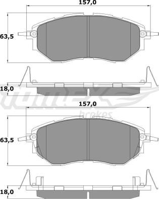 TOMEX brakes TX 15-54 - Комплект спирачно феродо, дискови спирачки vvparts.bg