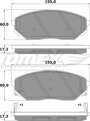 TOMEX brakes TX 15-53 - Комплект спирачно феродо, дискови спирачки vvparts.bg