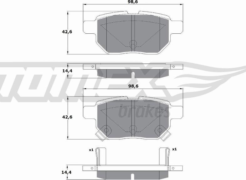 TOMEX brakes TX 15-01 - Комплект спирачно феродо, дискови спирачки vvparts.bg