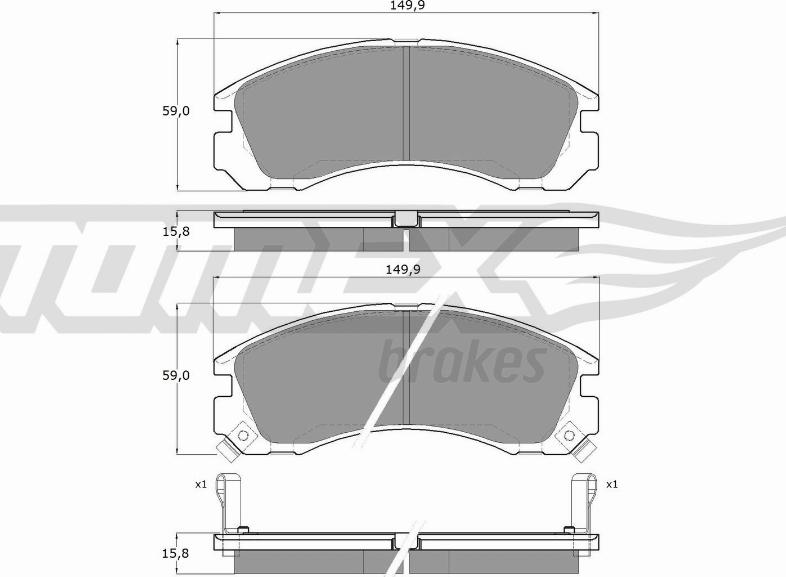 TOMEX brakes TX 15-03 - Комплект спирачно феродо, дискови спирачки vvparts.bg