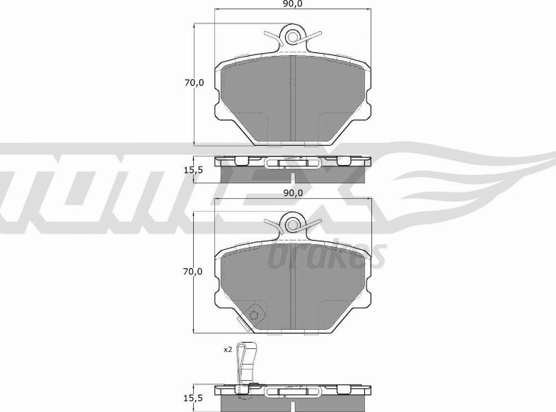 TOMEX brakes TX 15-07 - Комплект спирачно феродо, дискови спирачки vvparts.bg