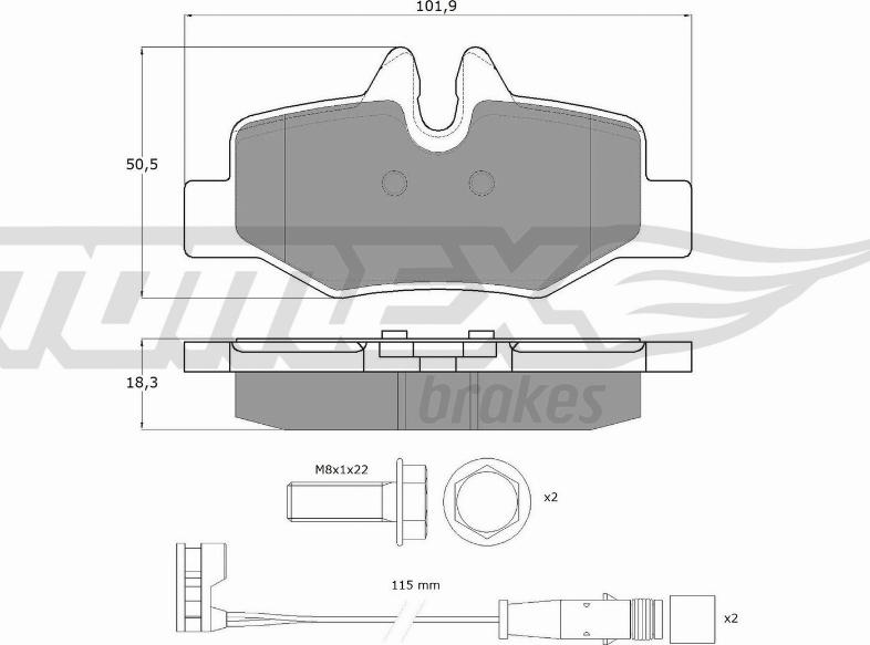 TOMEX brakes TX 15-13 - Комплект спирачно феродо, дискови спирачки vvparts.bg