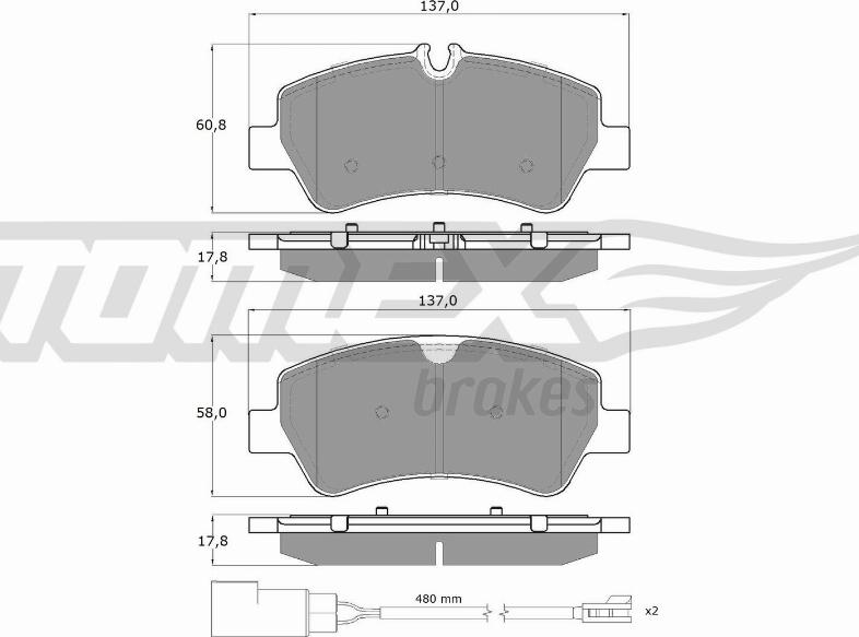 TOMEX brakes TX 16-961 - Комплект спирачно феродо, дискови спирачки vvparts.bg