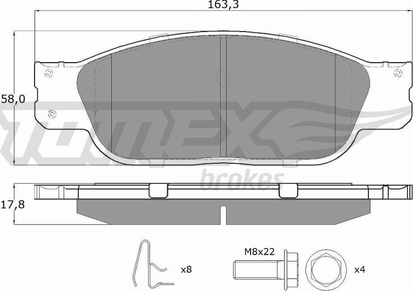 TOMEX brakes TX 16-92 - Комплект спирачно феродо, дискови спирачки vvparts.bg