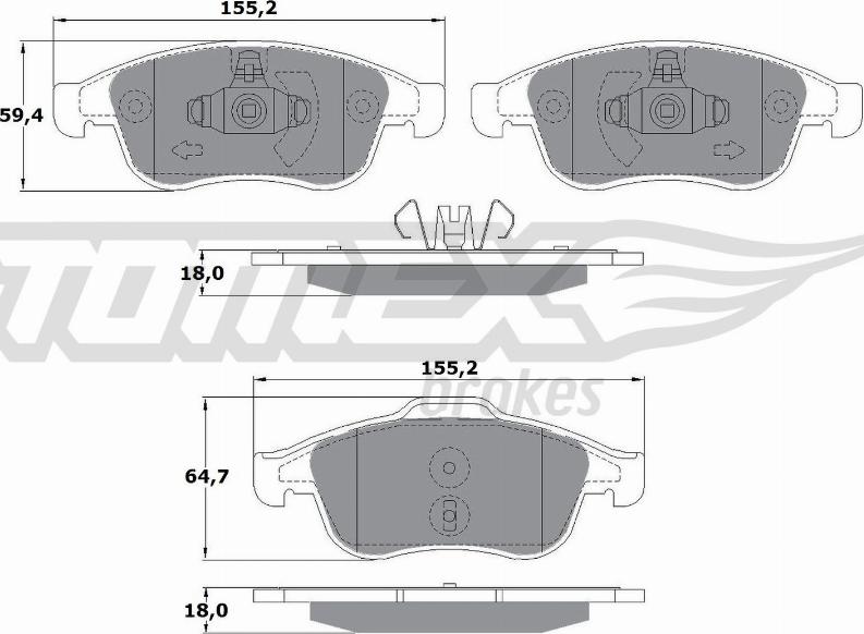 TOMEX brakes TX 16-41 - Комплект спирачно феродо, дискови спирачки vvparts.bg