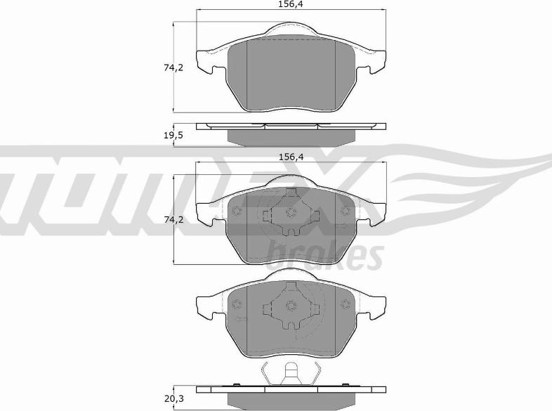 TOMEX brakes TX 16-54 - Комплект спирачно феродо, дискови спирачки vvparts.bg