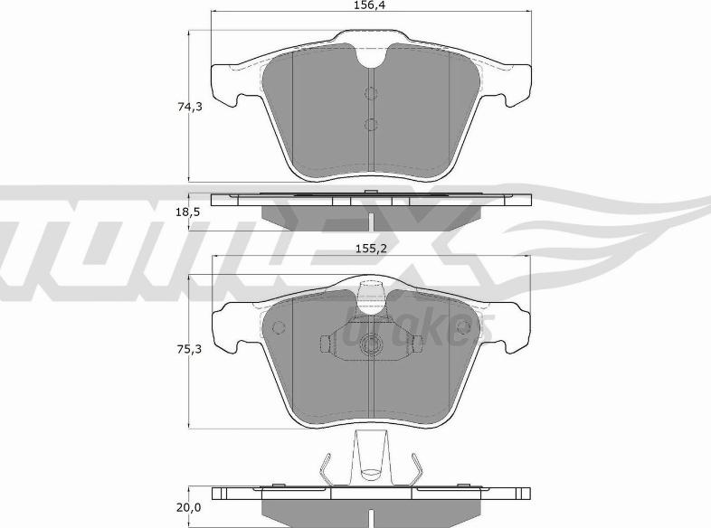 TOMEX brakes TX 16-64 - Комплект спирачно феродо, дискови спирачки vvparts.bg