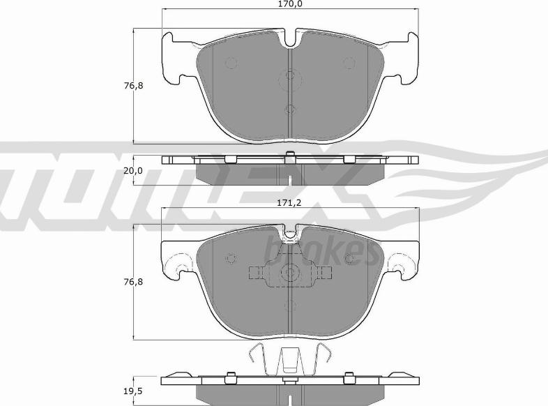 TOMEX brakes TX 16-68 - Комплект спирачно феродо, дискови спирачки vvparts.bg