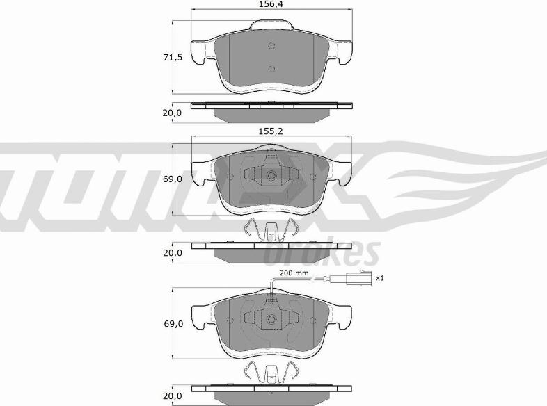 TOMEX brakes TX 16-63 - Комплект спирачно феродо, дискови спирачки vvparts.bg