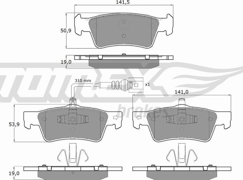 TOMEX brakes TX 16-14 - Комплект спирачно феродо, дискови спирачки vvparts.bg