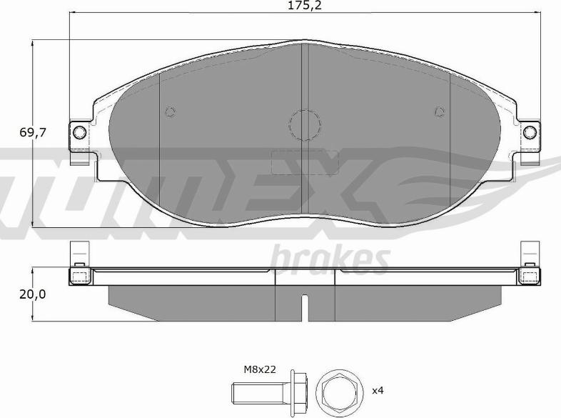 TOMEX brakes TX 16-842 - Комплект спирачно феродо, дискови спирачки vvparts.bg