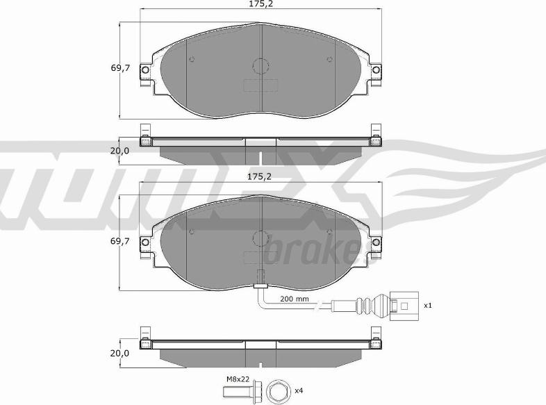 TOMEX brakes TX 16-84 - Комплект спирачно феродо, дискови спирачки vvparts.bg