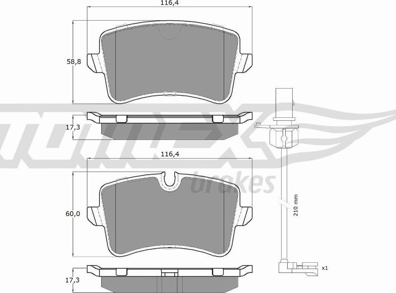 TOMEX brakes TX 16-82 - Комплект спирачно феродо, дискови спирачки vvparts.bg