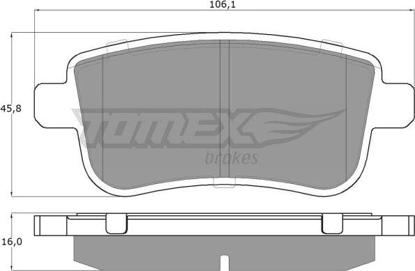 TOMEX brakes TX 16-38 - Комплект спирачно феродо, дискови спирачки vvparts.bg