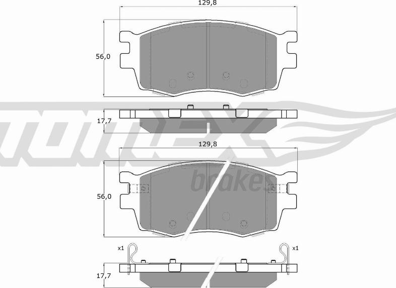 TOMEX brakes TX 16-27 - Комплект спирачно феродо, дискови спирачки vvparts.bg