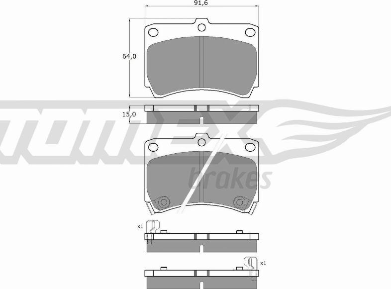 TOMEX brakes TX 10-91 - Комплект спирачно феродо, дискови спирачки vvparts.bg