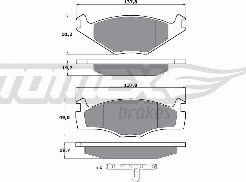 TOMEX brakes TX 10-53 - Комплект спирачно феродо, дискови спирачки vvparts.bg