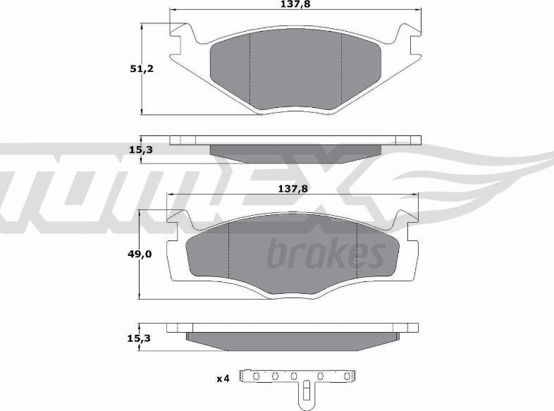 TOMEX brakes TX 10-14 - Комплект спирачно феродо, дискови спирачки vvparts.bg