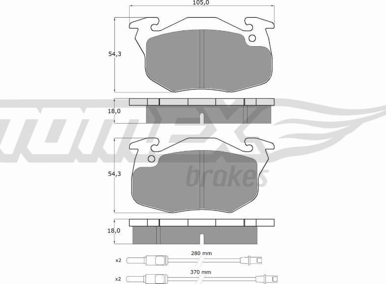 TOMEX brakes TX 10-341 - Комплект спирачно феродо, дискови спирачки vvparts.bg