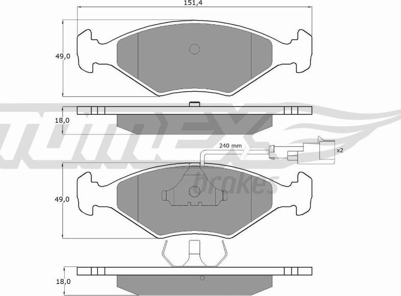 TOMEX brakes TX 10-791 - Комплект спирачно феродо, дискови спирачки vvparts.bg