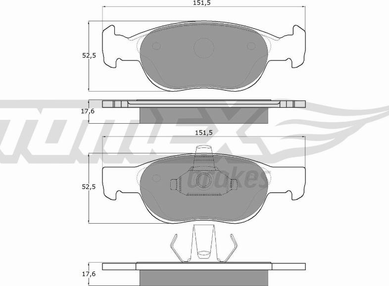 TOMEX brakes TX 10-71 - Комплект спирачно феродо, дискови спирачки vvparts.bg