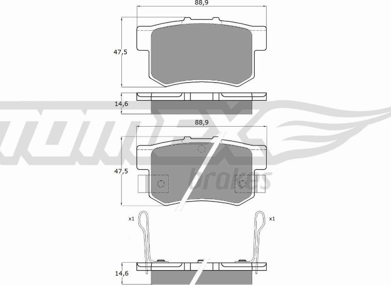 TOMEX brakes TX 11-00 - Комплект спирачно феродо, дискови спирачки vvparts.bg