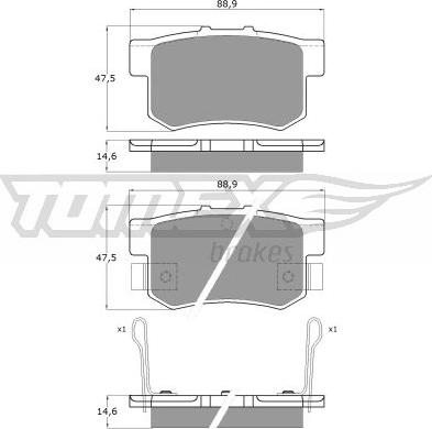 TOMEX brakes TX 11-00 - Комплект спирачно феродо, дискови спирачки vvparts.bg