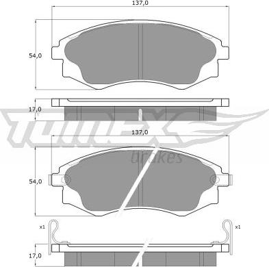 TOMEX brakes TX 11-07 - Комплект спирачно феродо, дискови спирачки vvparts.bg