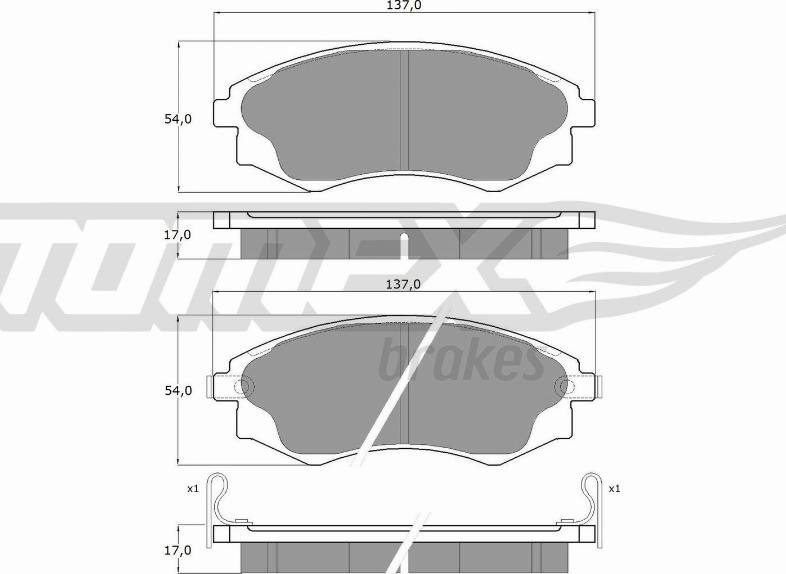 TOMEX brakes TX 11-07 - Комплект спирачно феродо, дискови спирачки vvparts.bg