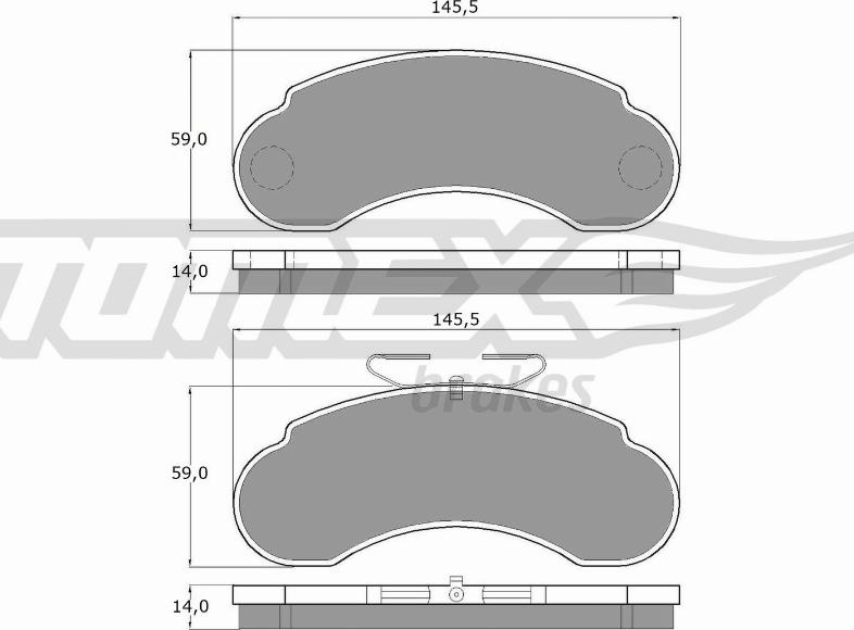 TOMEX brakes TX 11-14 - Комплект спирачно феродо, дискови спирачки vvparts.bg