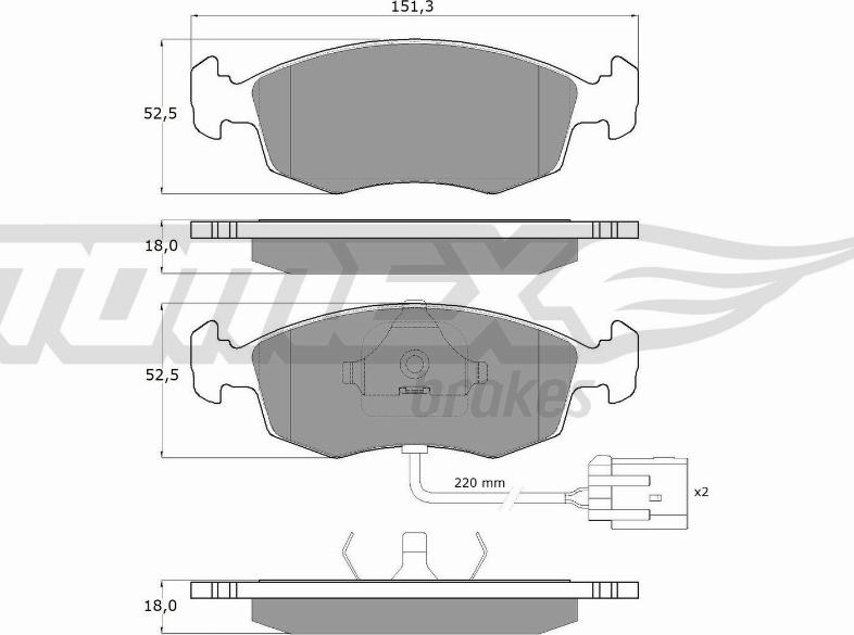 TOMEX brakes TX 11-34 - Комплект спирачно феродо, дискови спирачки vvparts.bg