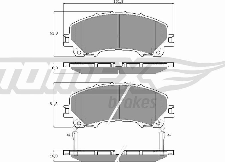 TOMEX brakes TX 18-99 - Комплект спирачно феродо, дискови спирачки vvparts.bg