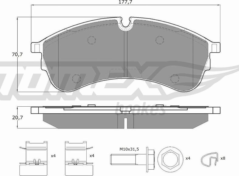 TOMEX brakes TX 18-59 - Комплект спирачно феродо, дискови спирачки vvparts.bg