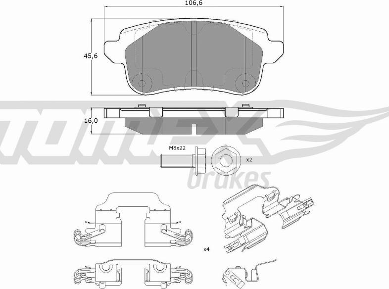 TOMEX brakes TX 18-66 - Комплект спирачно феродо, дискови спирачки vvparts.bg