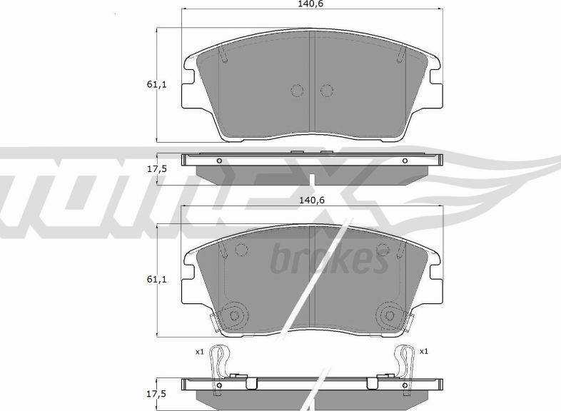 TOMEX brakes TX 18-67 - Комплект спирачно феродо, дискови спирачки vvparts.bg