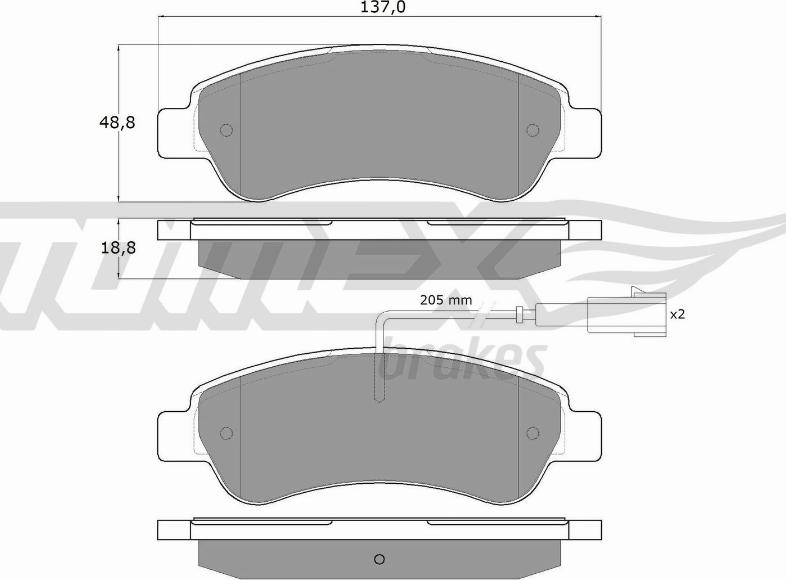 TOMEX brakes TX 18-10 - Комплект спирачно феродо, дискови спирачки vvparts.bg